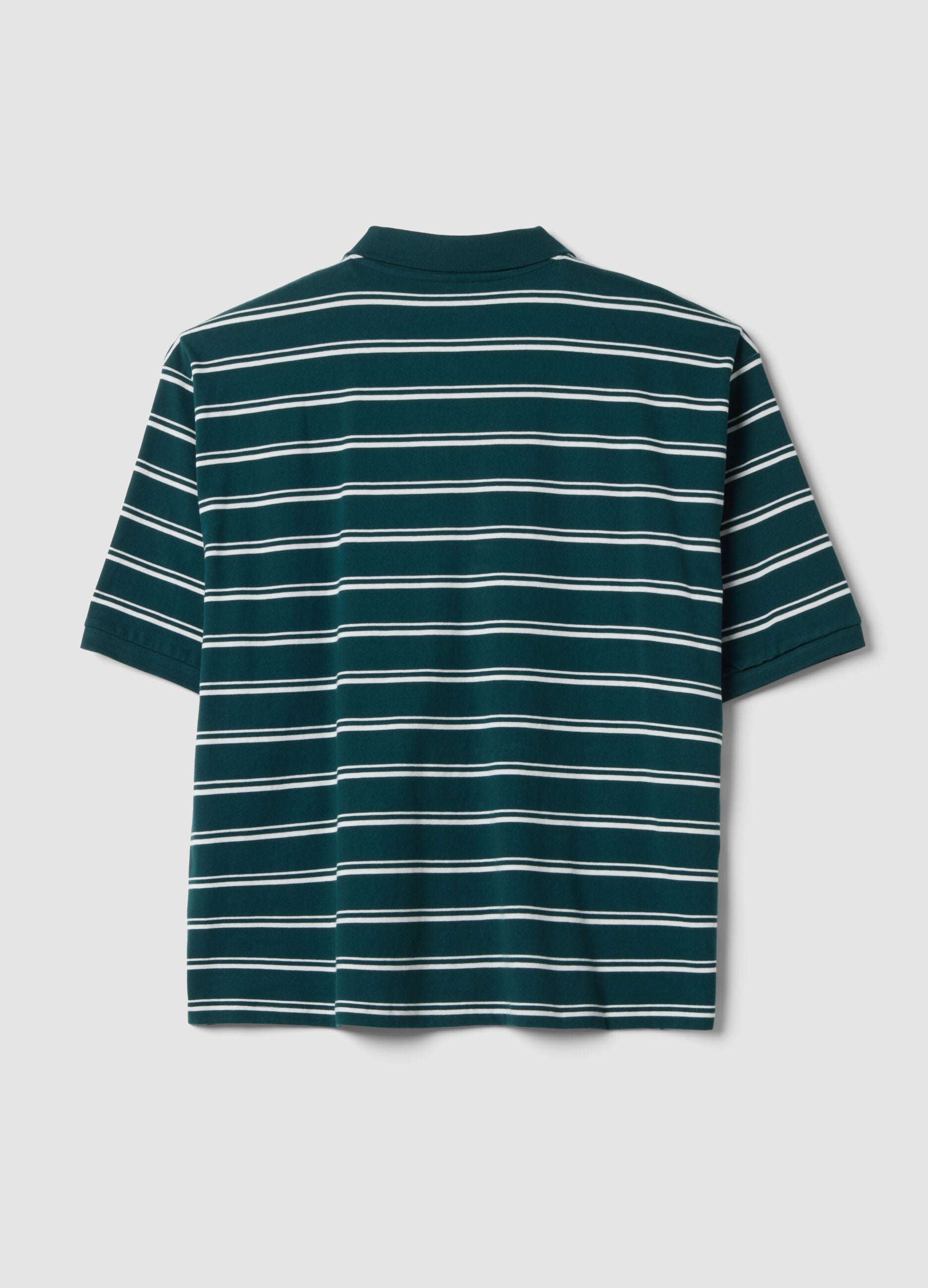 Polo verde in puro cotone a righe regular fit
