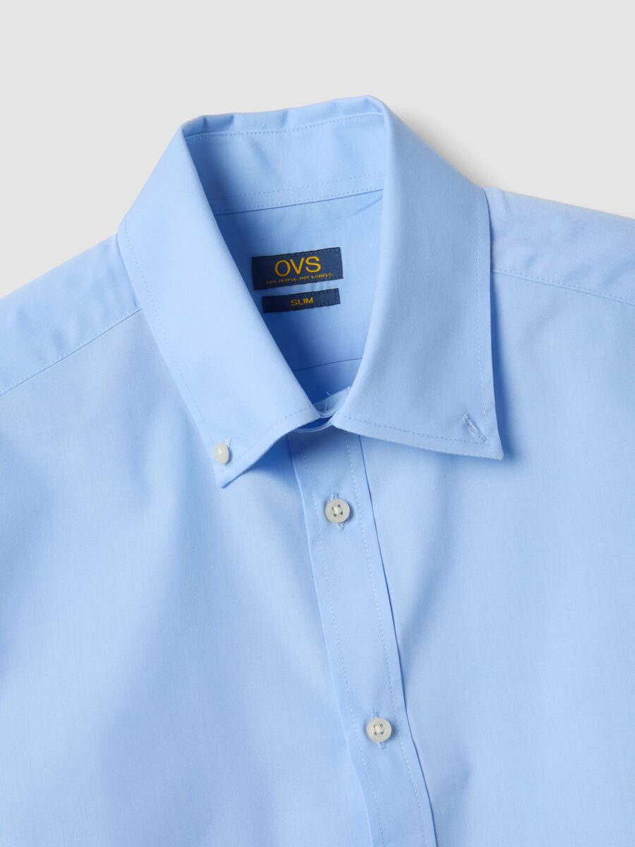 Camisa azul-clara slim fit de manga comprida com colarinho button-down_5