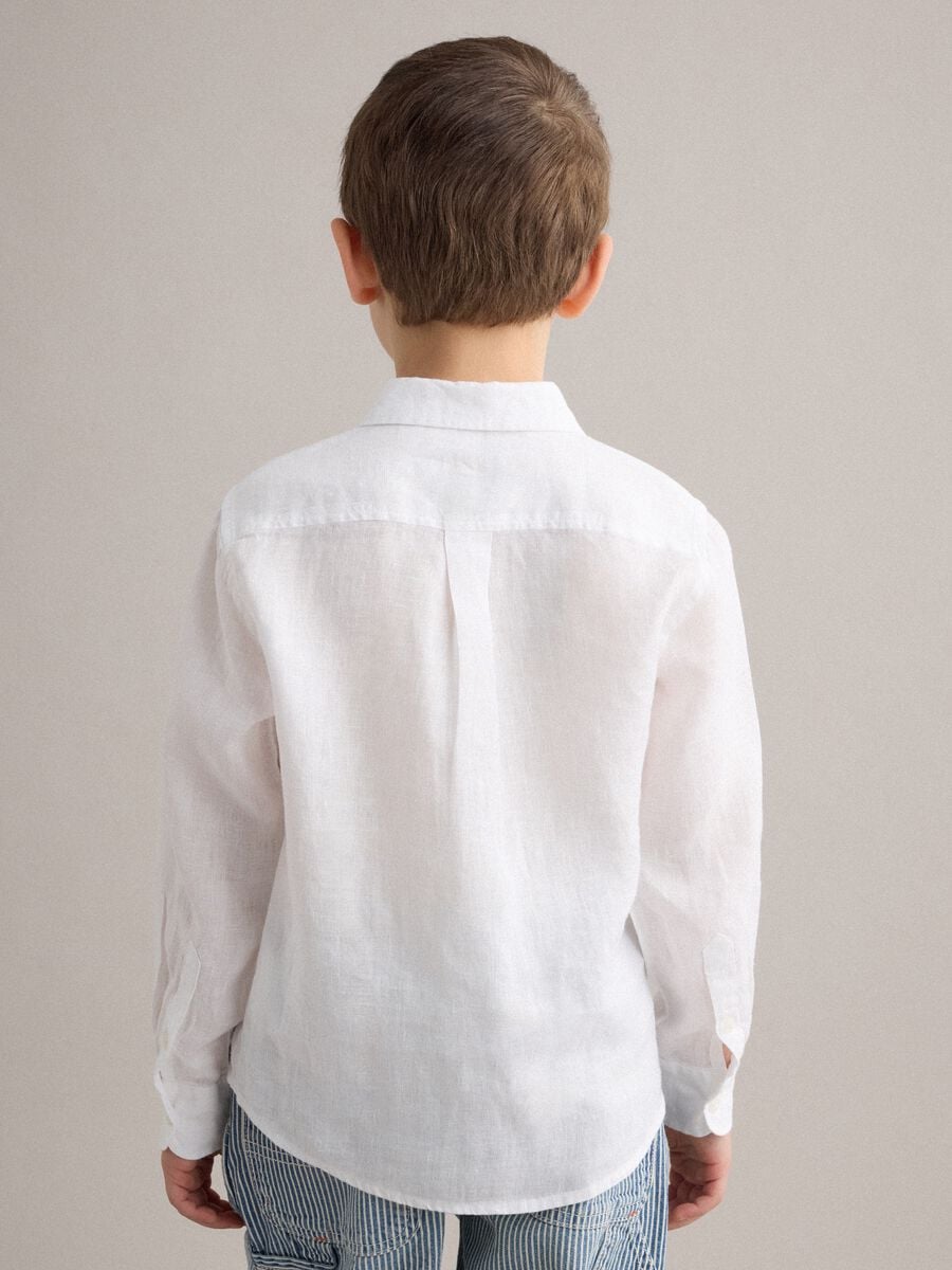 Kids&rsquo; White Pure Linen Oversized Shirt_2