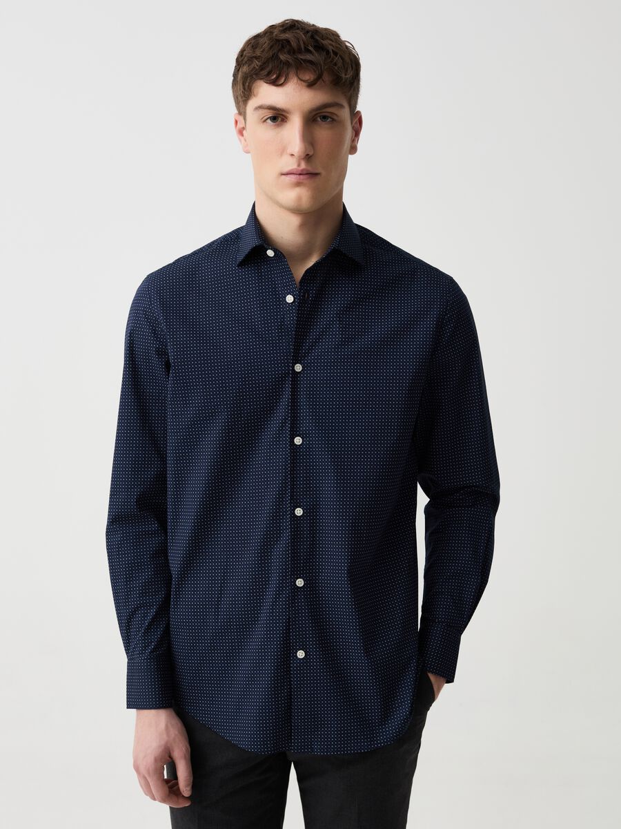 Regular-fit stretch shirt with pattern_0