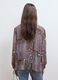 Purple patterned blouse with ruffles and tie neck_3