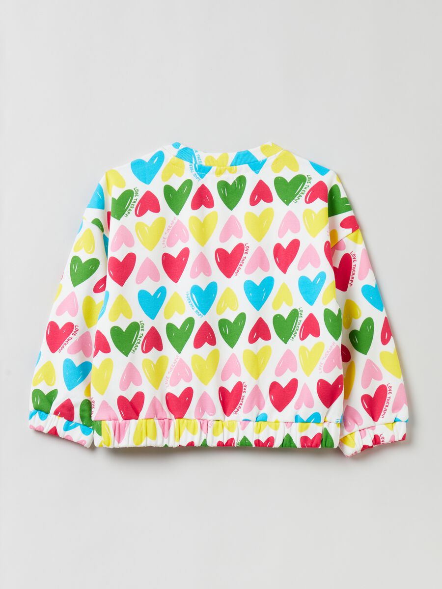 Sweatshirt with multicoloured hearts print_1
