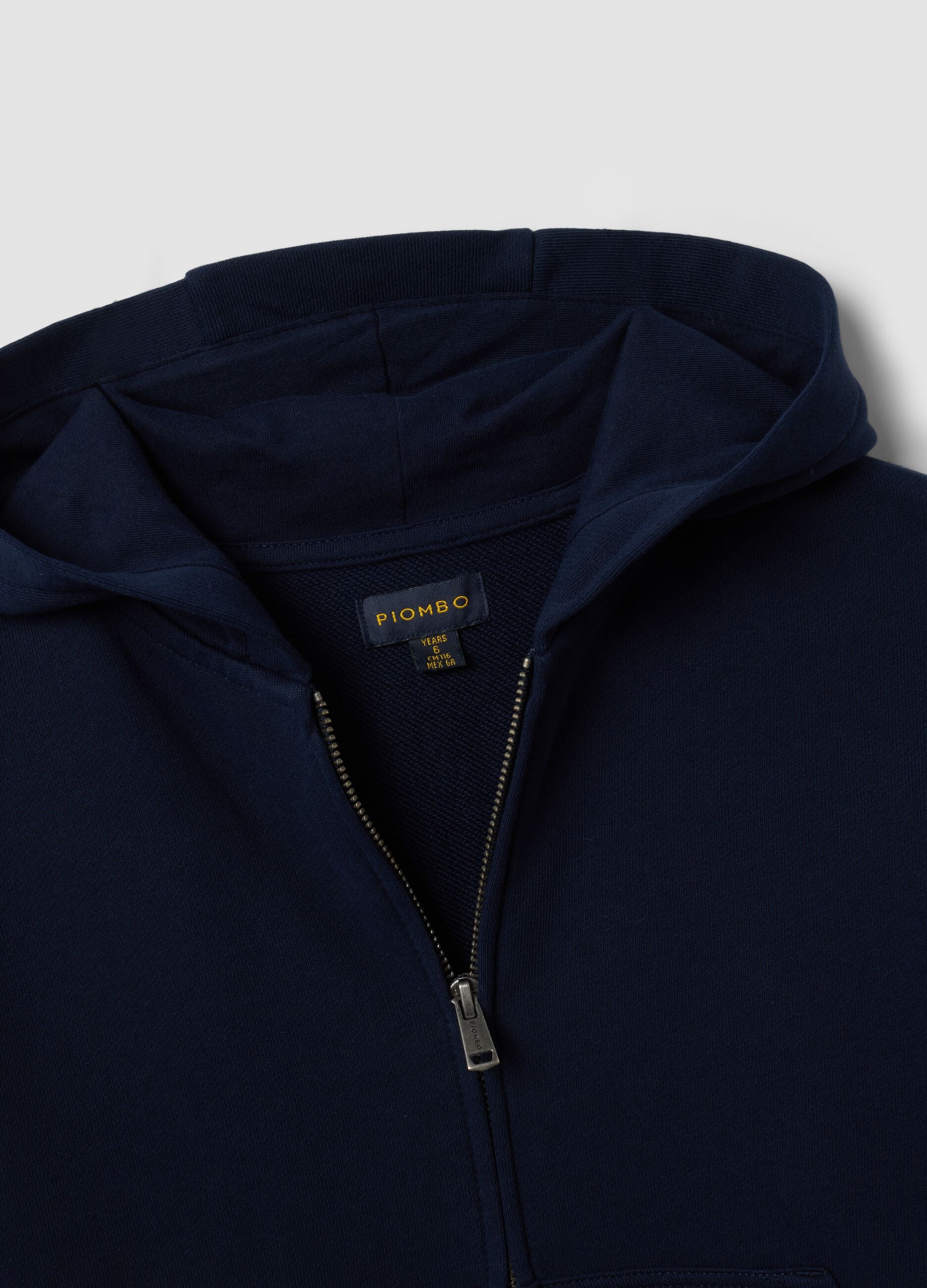 Blue pure cotton hoodie with regular fit for boys