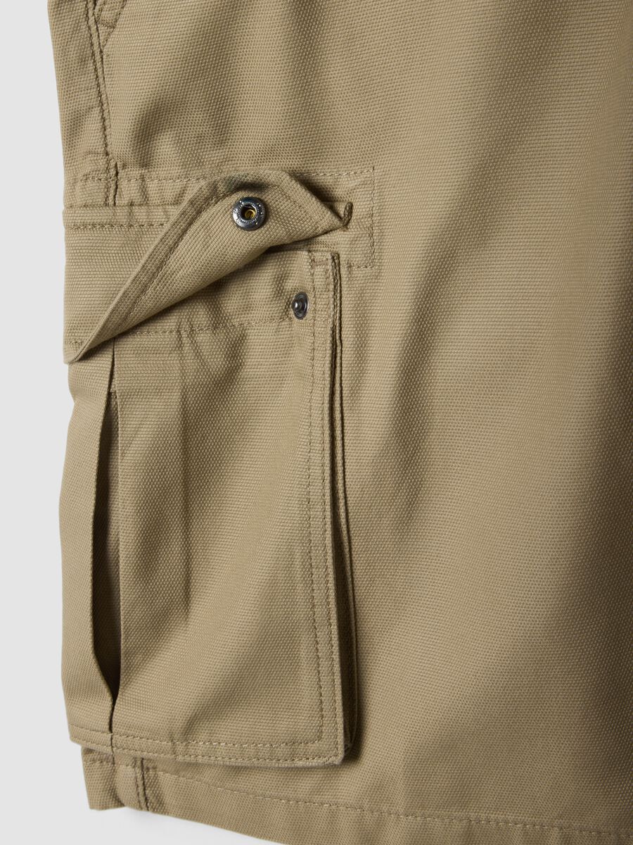 Beige pure cotton cargo shorts, regular fit_5