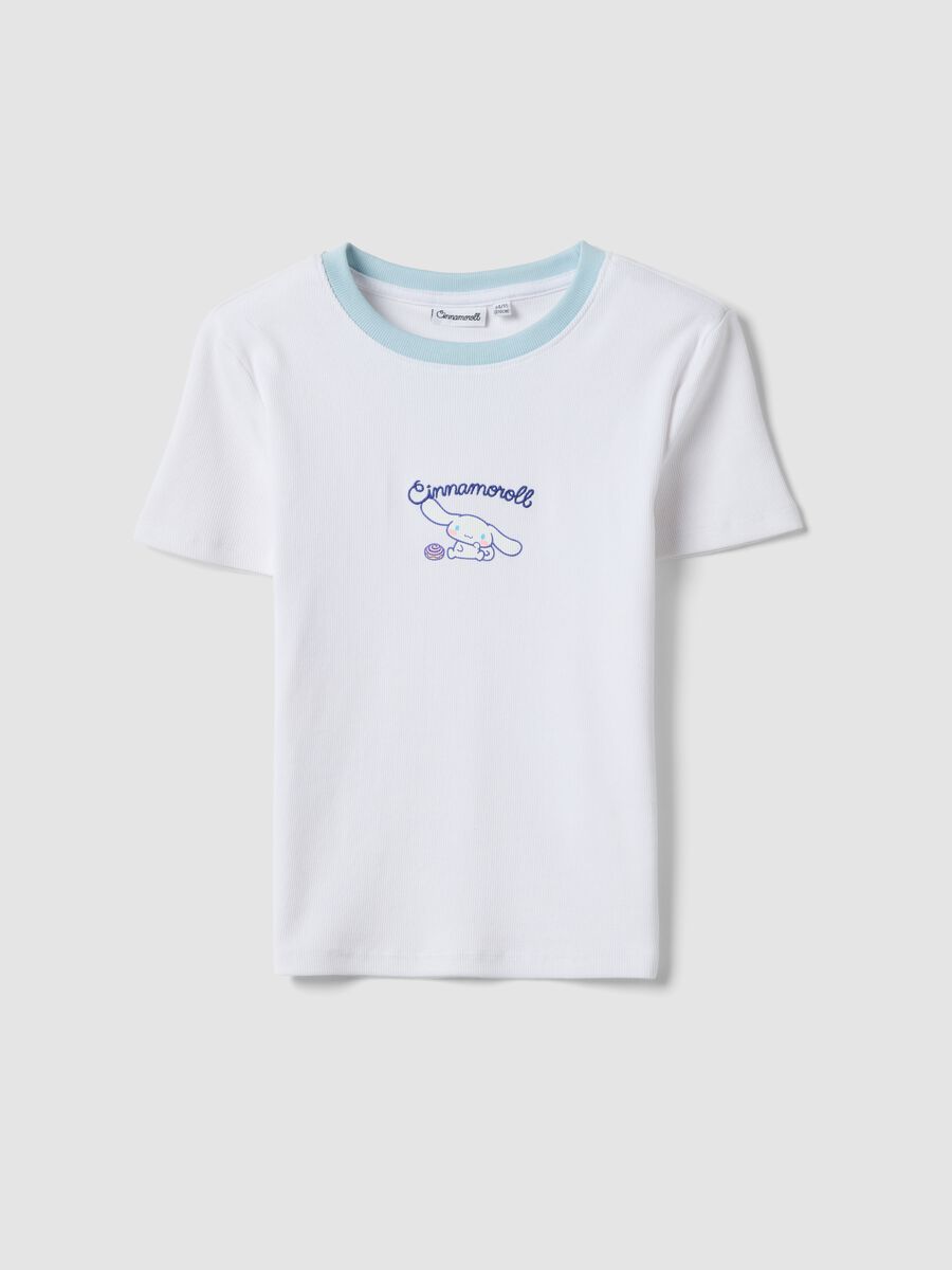 Girls&rsquo; white fitted stretch cotton T-shirt with embroidery_3