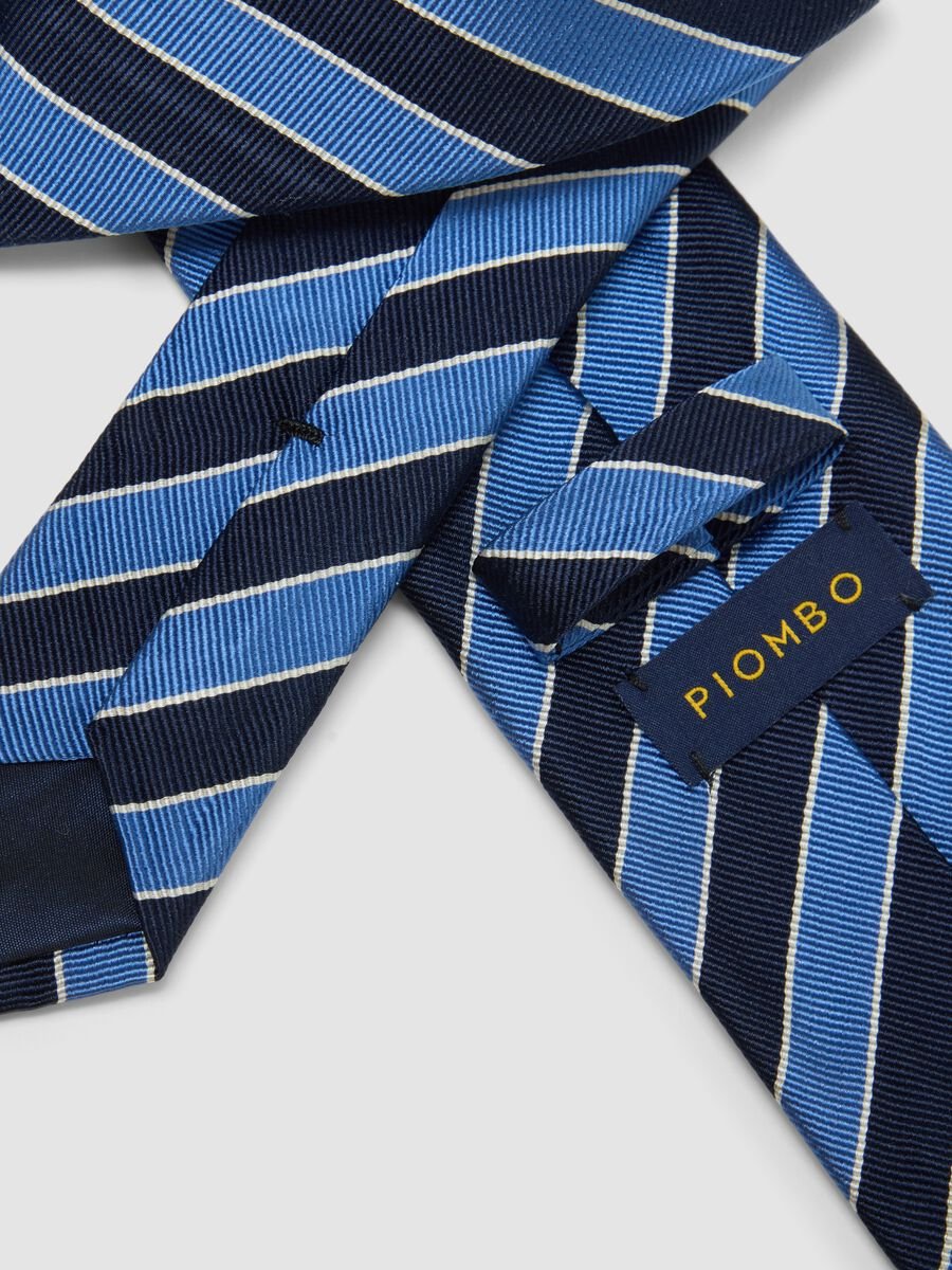 Multicolour striped pure silk tie 8 cm wide_2