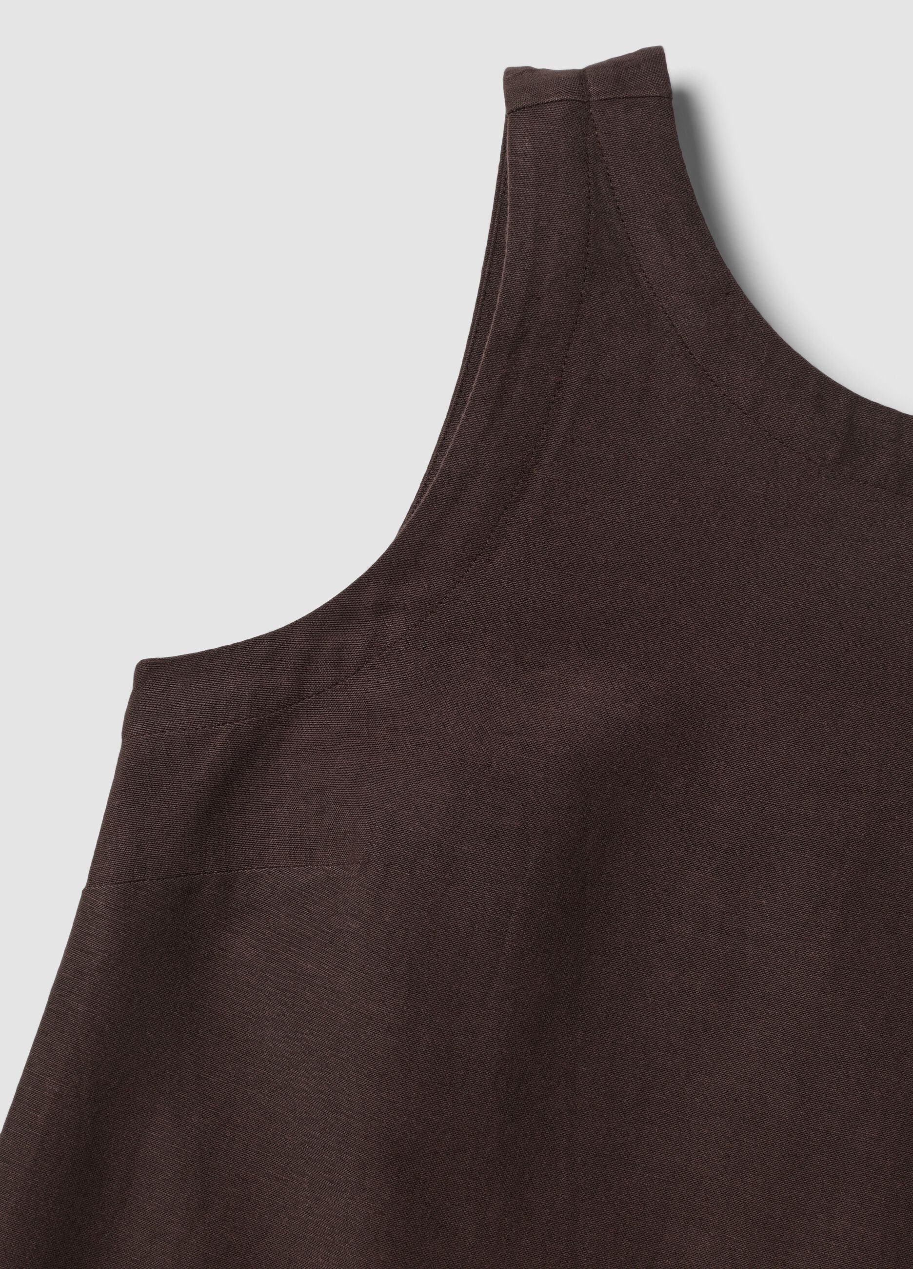 Brown regular-fit dress in a viscose, cotton and linen blend