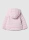 Pink padded regular fit jacket with hood for girls_1