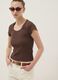 Brown fitted short sleeve cotton stretch T-shirt_0