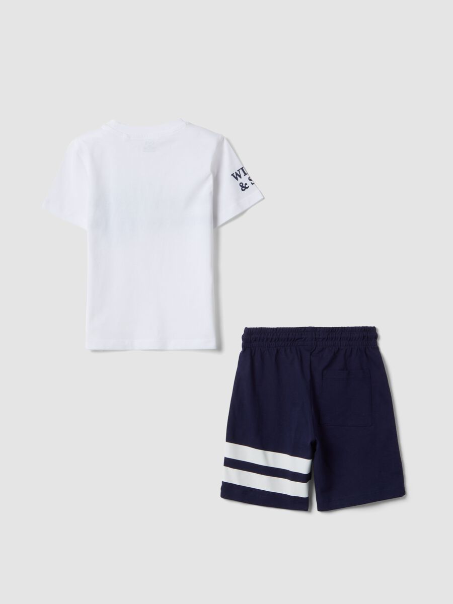 Weiss-blaues Set aus reiner Baumwolle mit T-Shirt und Shorts_1