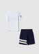 Weiss-blaues Set aus reiner Baumwolle mit T-Shirt und Shorts_1