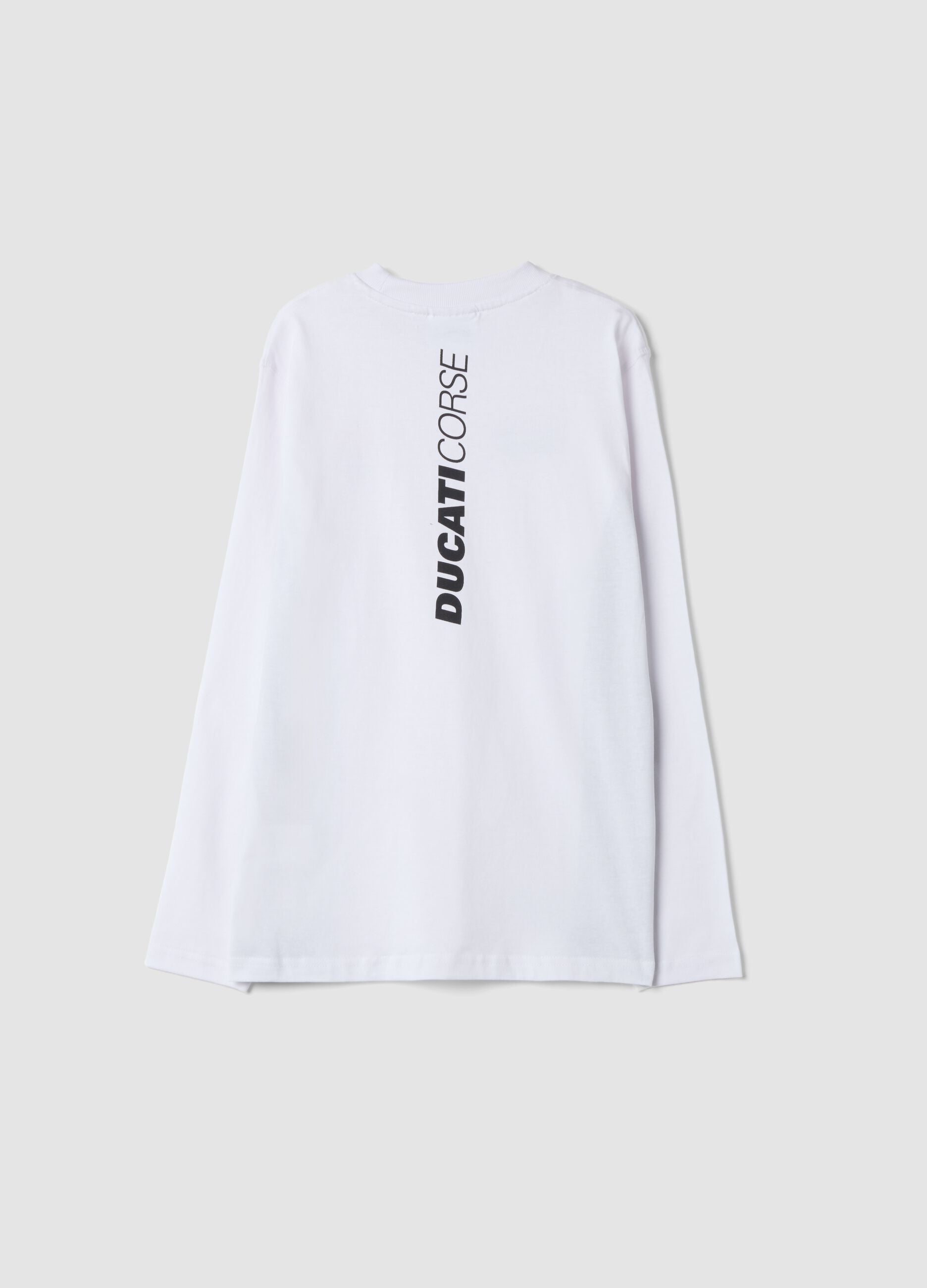 T-shirt bianca in puro cotone con stampe Ducati relaxed fit