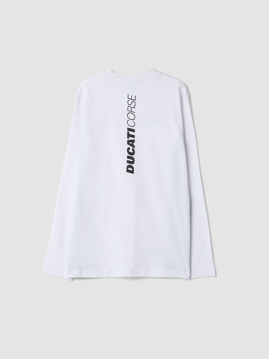 T-shirt bianca in puro cotone con stampe Ducati relaxed fit_1