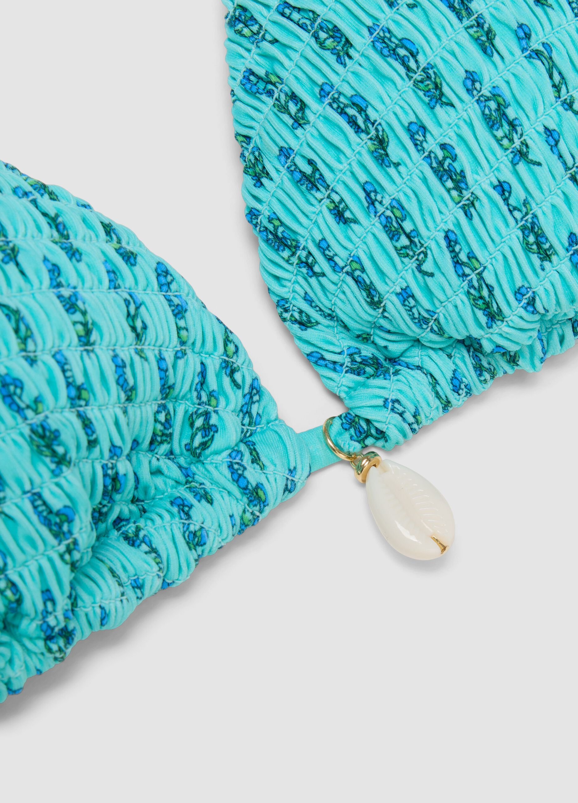 Light blue triangle bikini top in stretch fabric