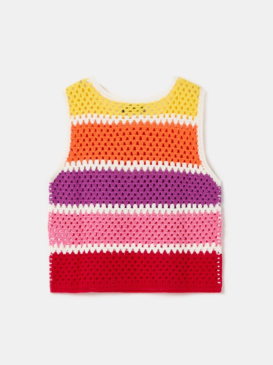 Crochet tank top with multicoloured stripes_2