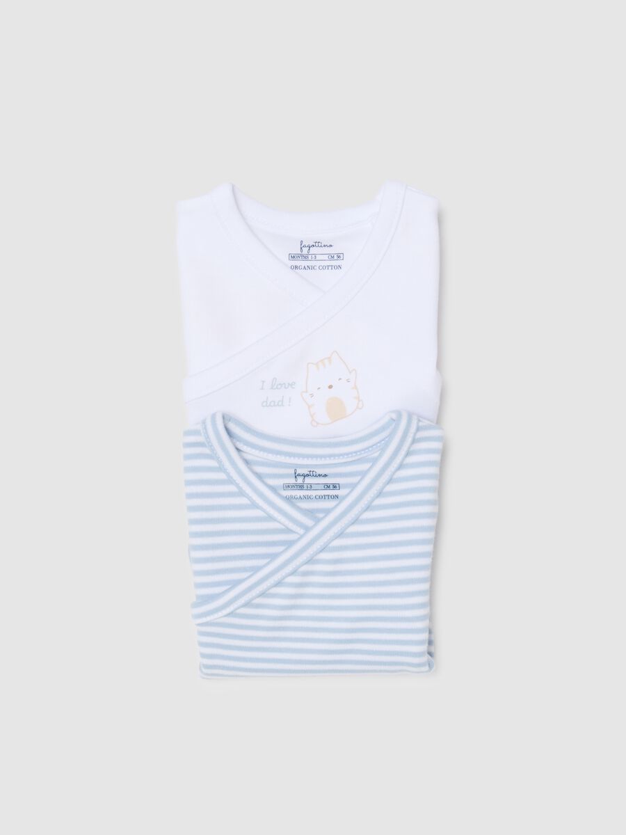 Multi-coloured short sleeve baby body twin pack in pure cotton_3