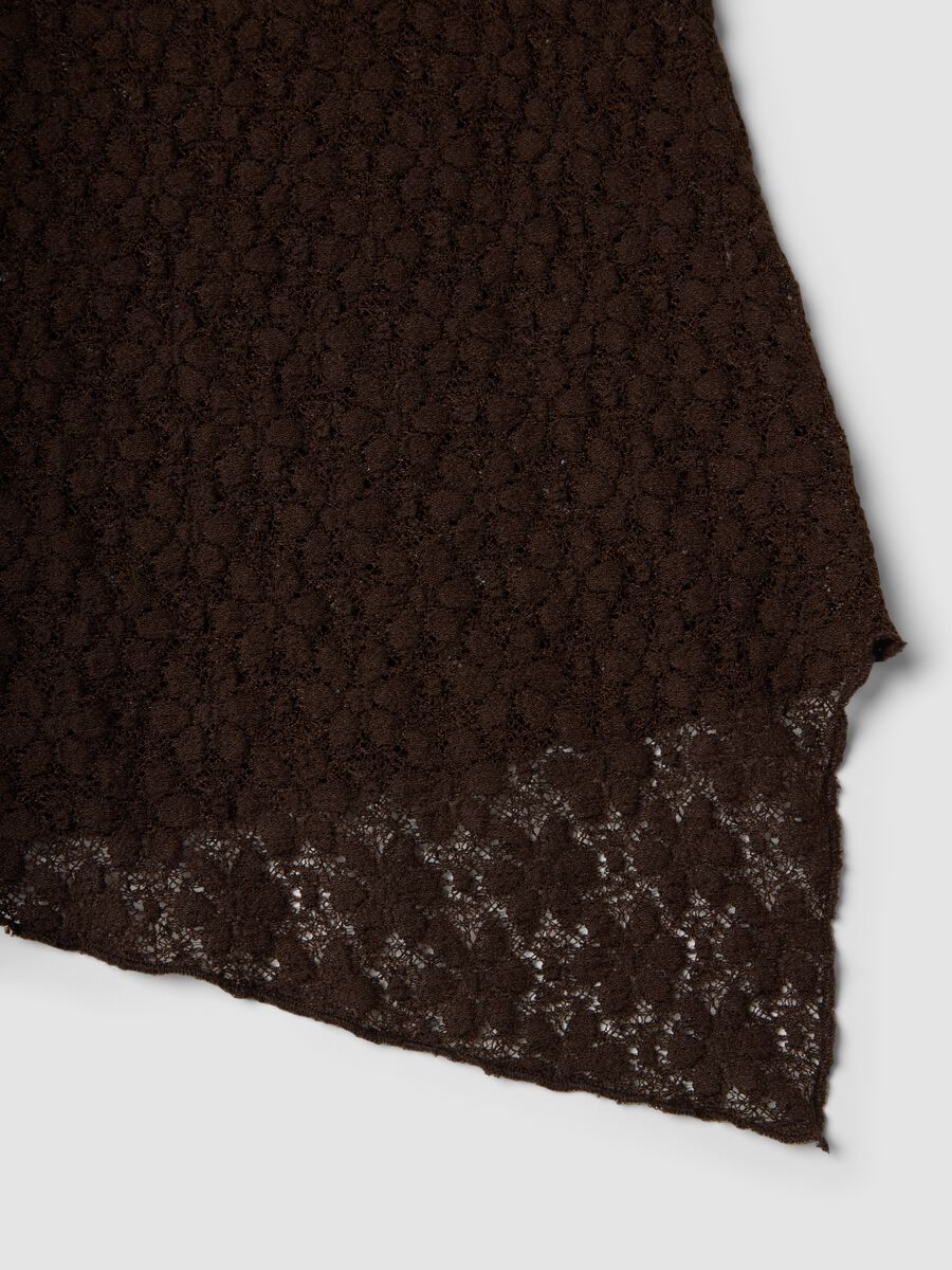 Brown cotton blend slim fit T-shirt with perforated design_5