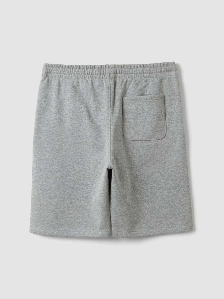 Grey cotton-blend shorts with elasticated waist, regular fit_2