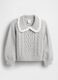 Grey girl's sweater with lace collar_1