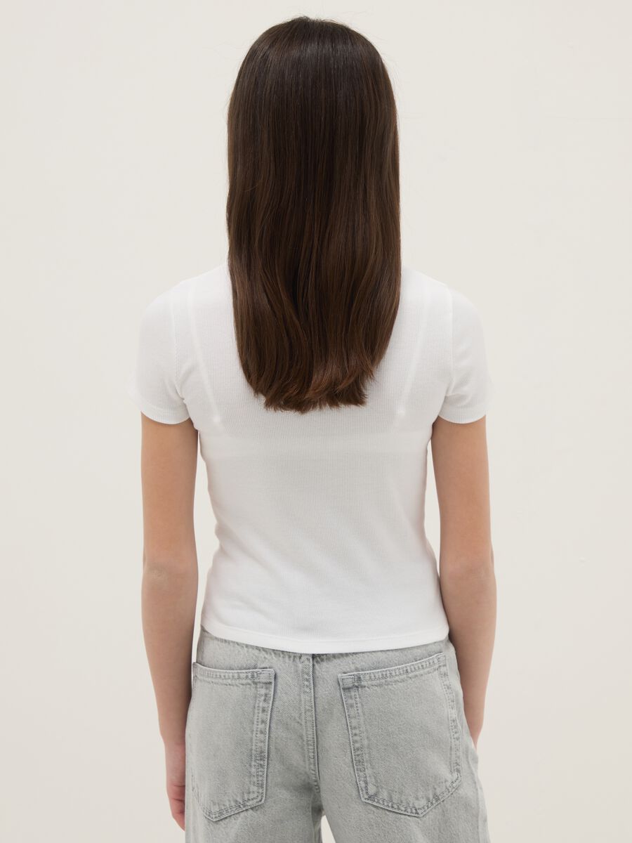 Wei&szlig;e taillierte Stretch-Baumwoll-T-Shirt f&uuml;r M&auml;dchen_1