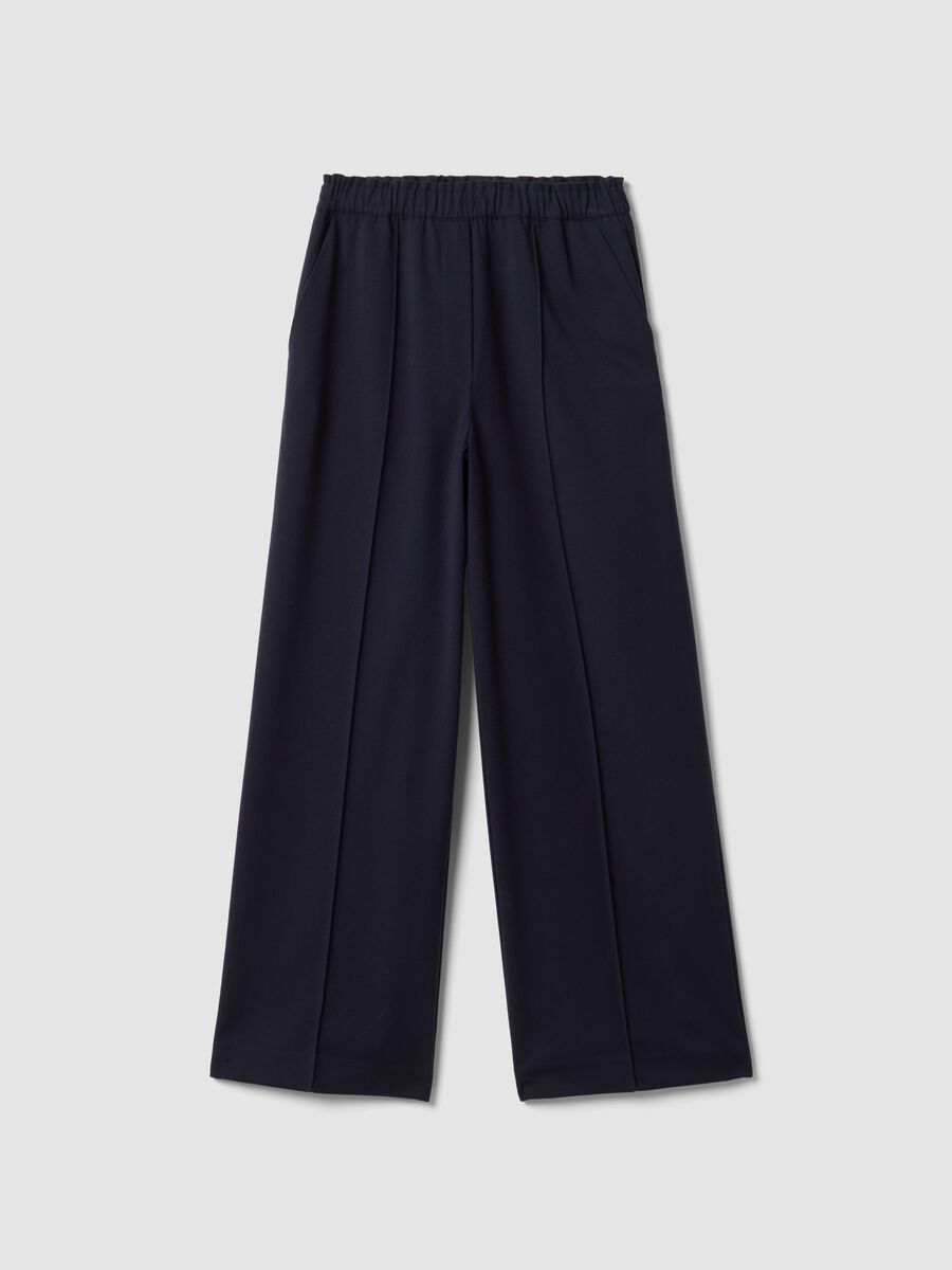Jogger The Iconic Pants blu wide leg in viscosa elasticizzata_4