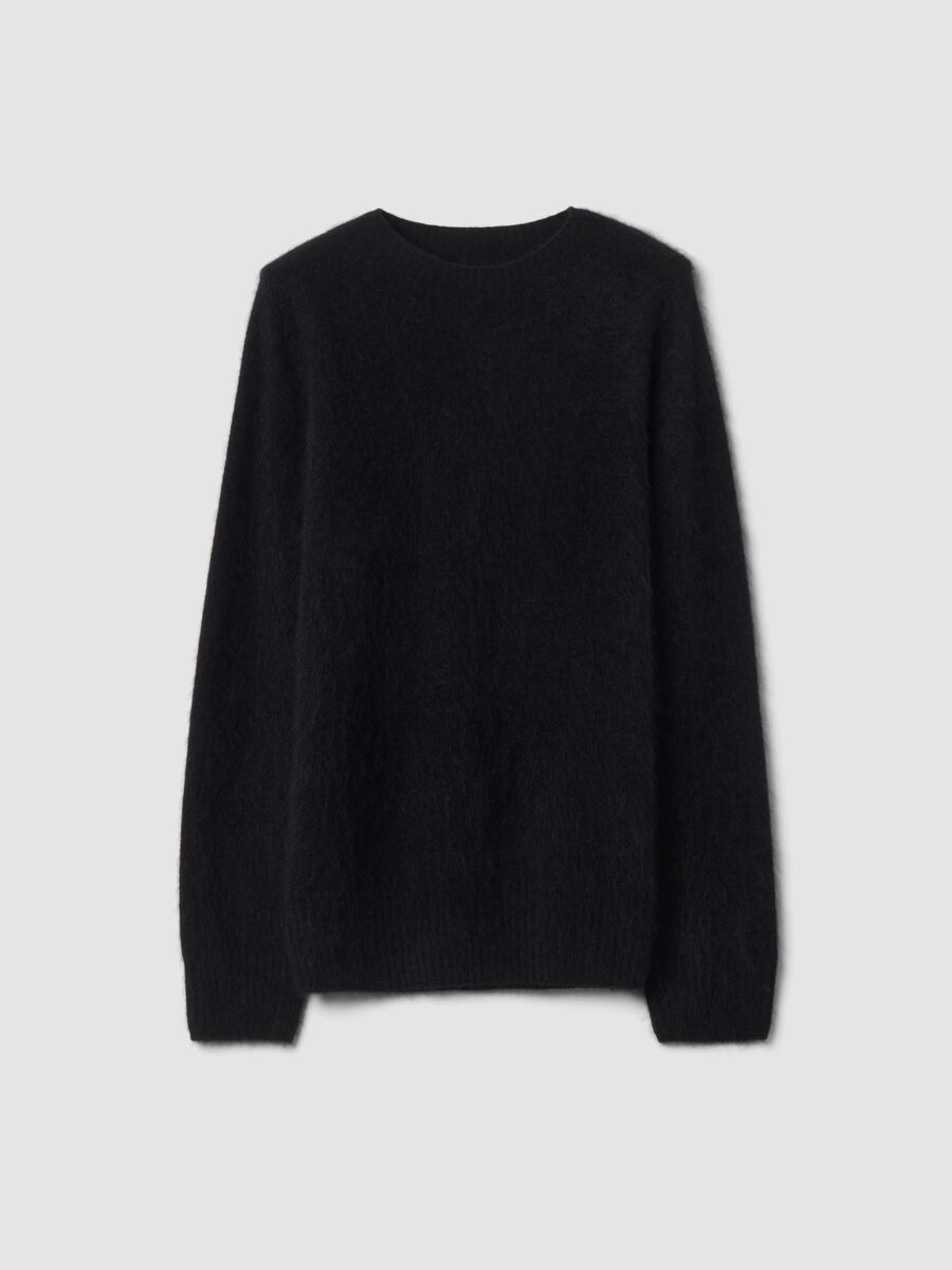 Black crew-neck wool and cashmere blend jumper, oversized fit_4