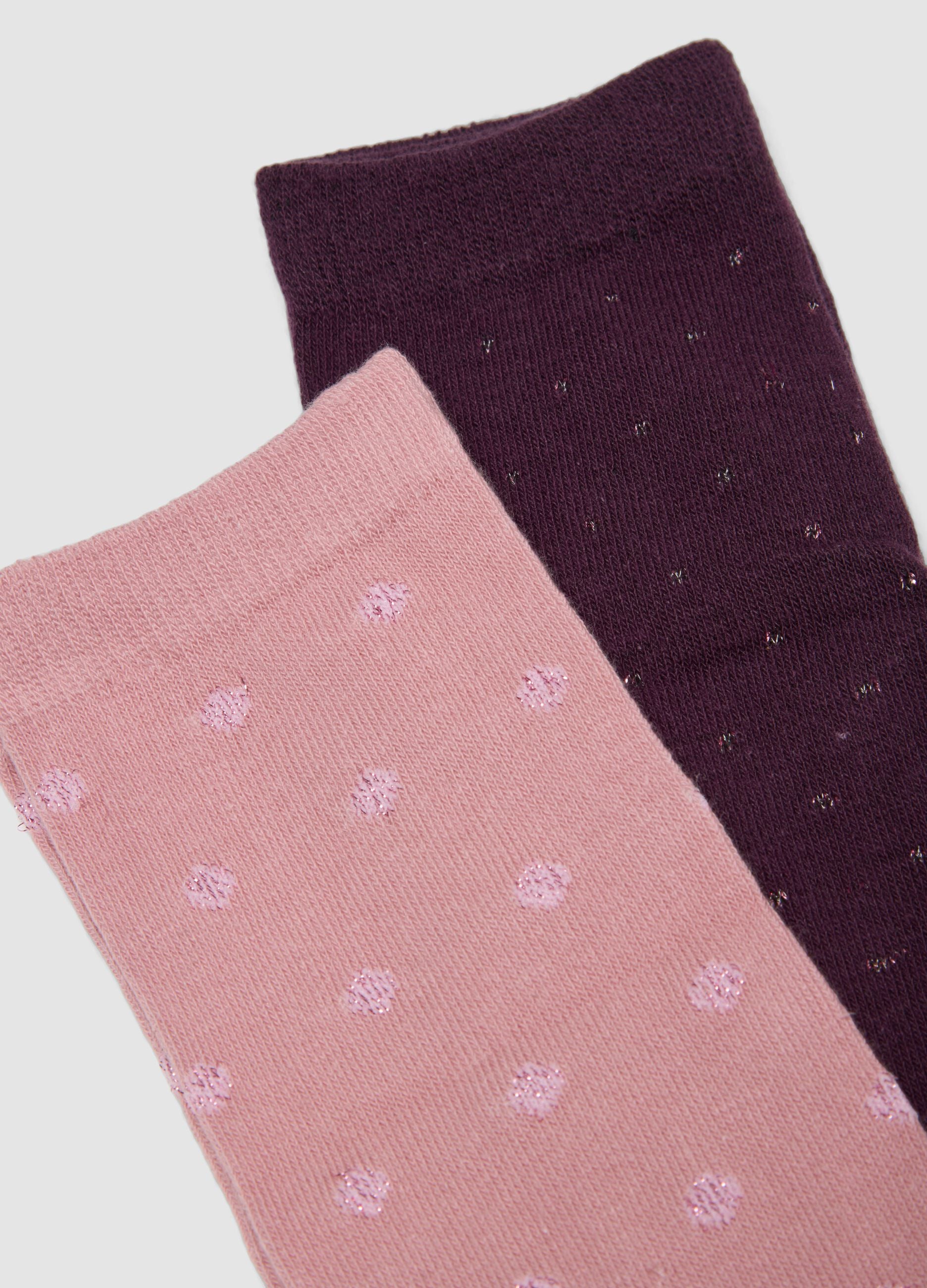 Three-pack of dark purple, light pink and dark brown organic stretch cotton socks