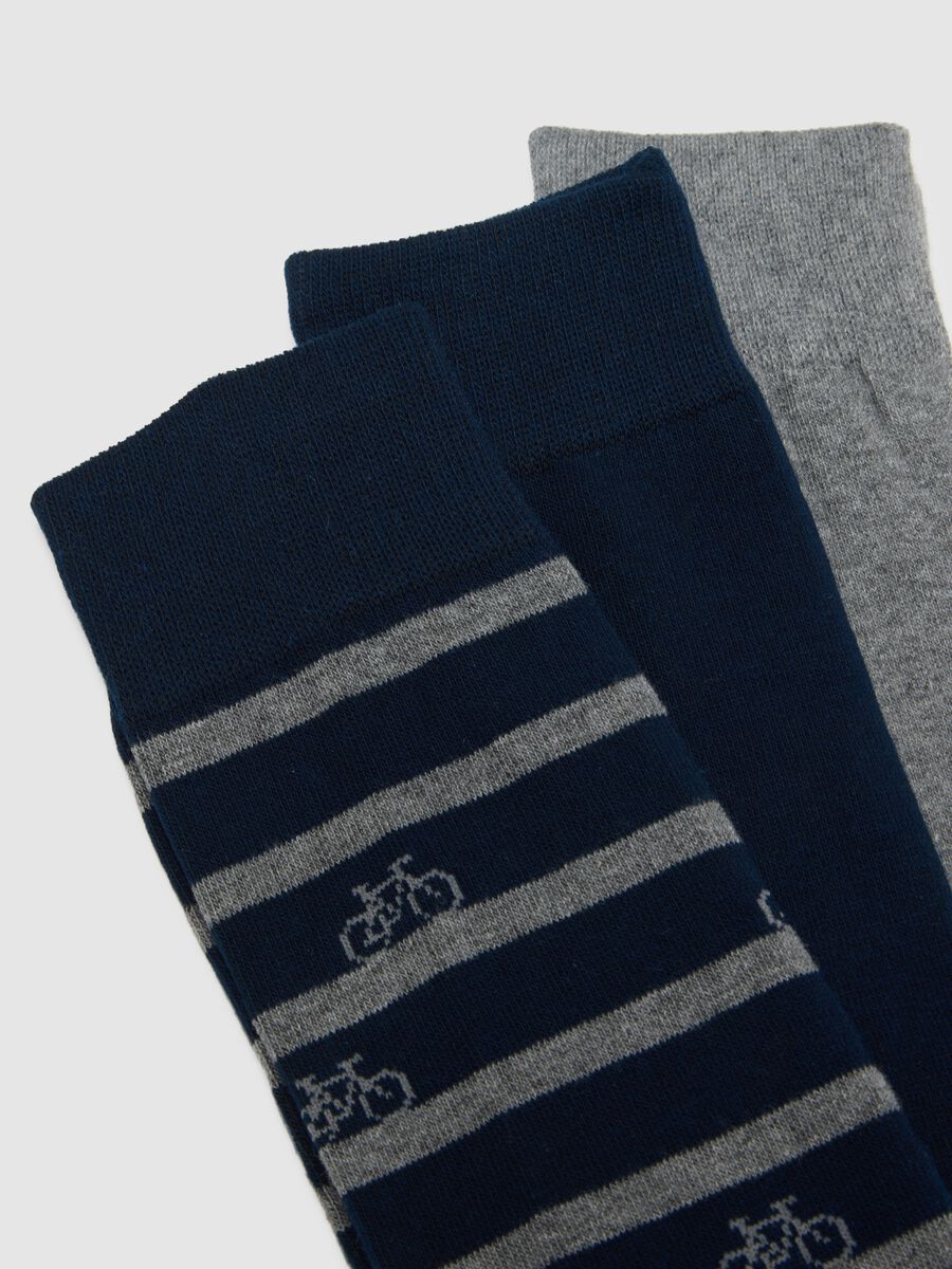 Multicolour stretch cotton long socks multipack with stripes_2