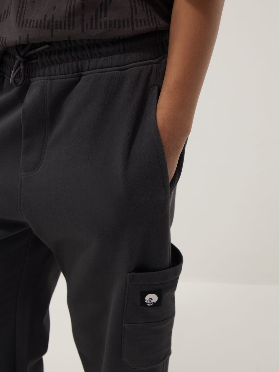 Boys' Black Over Fit Pure Cotton Joggers_2