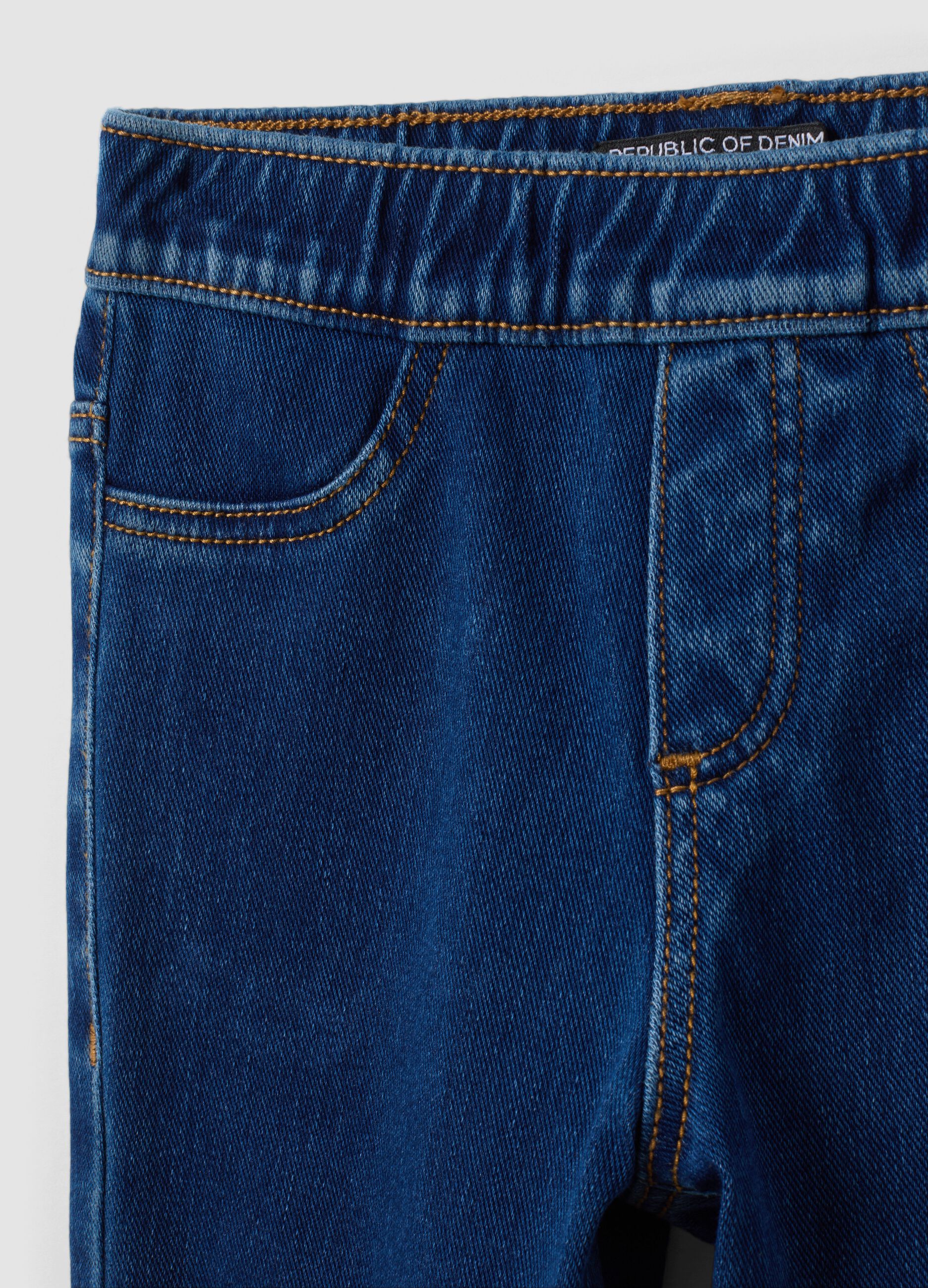 Blue flare-fit stretchy cotton jeggings for girls