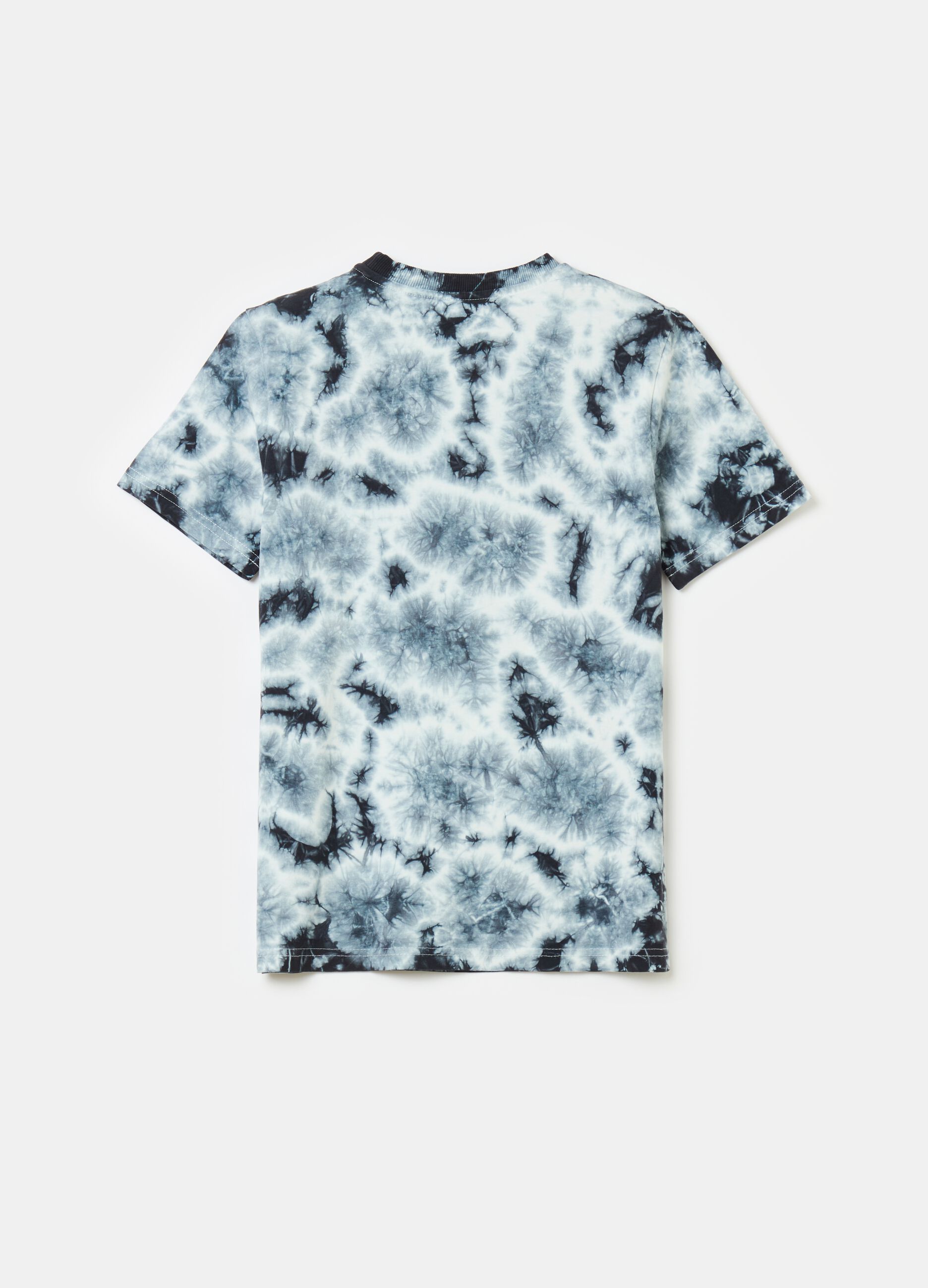 Tie-dye cotton T-shirt with lettering print