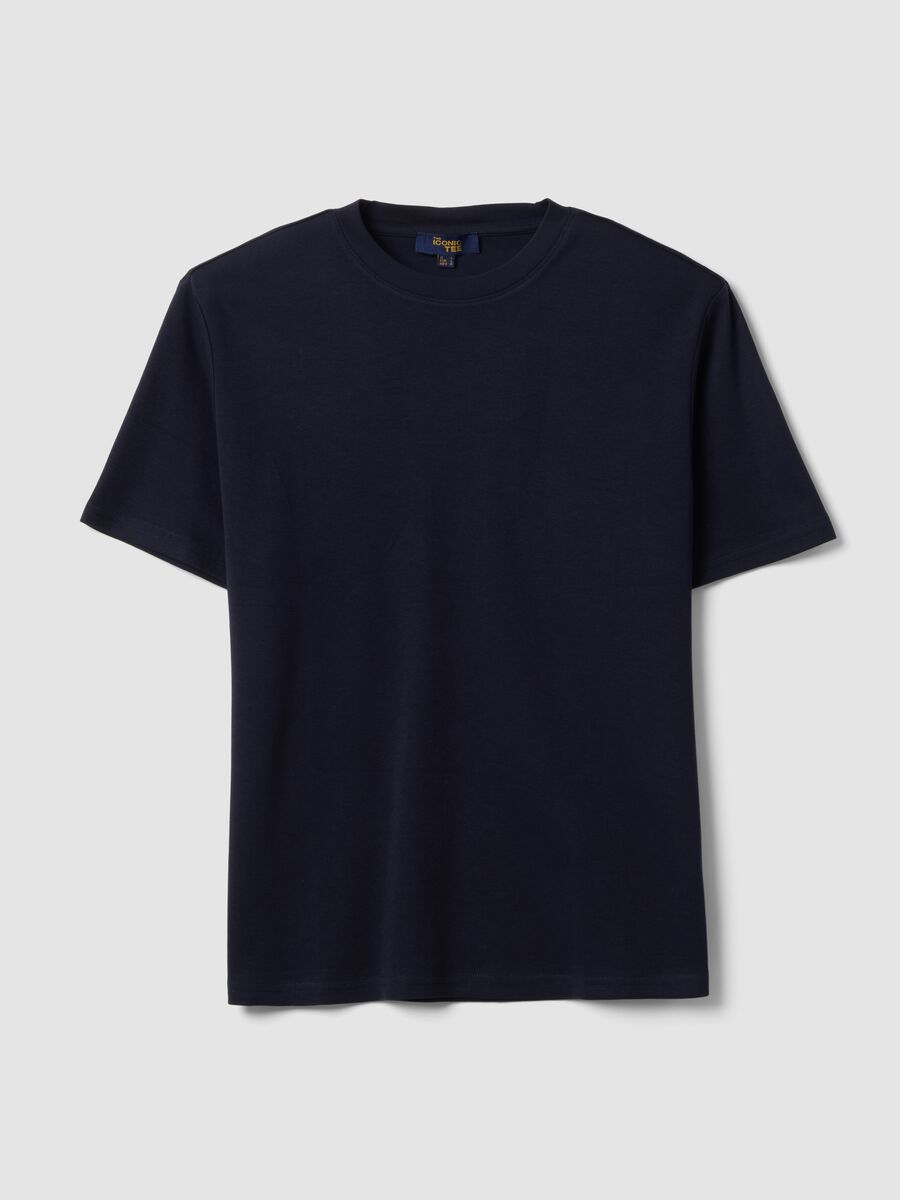 Blue pure cotton short-sleeve T-shirt, relaxed fit_0