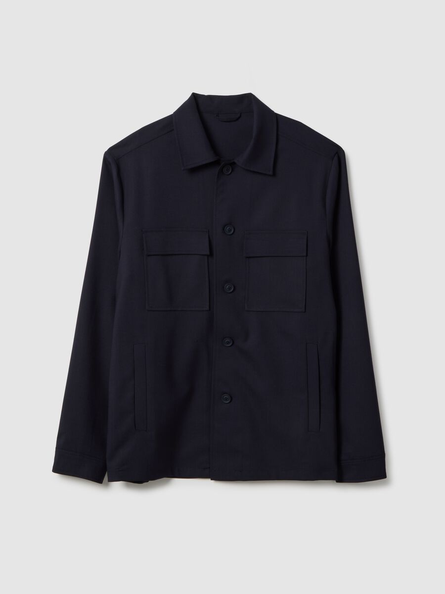 Light blue regular fit jacket with buttons and front pockets_4