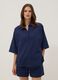 Blue pure cotton V-neck top_1