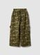 Green pure cotton wide-leg trousers with camo print_2