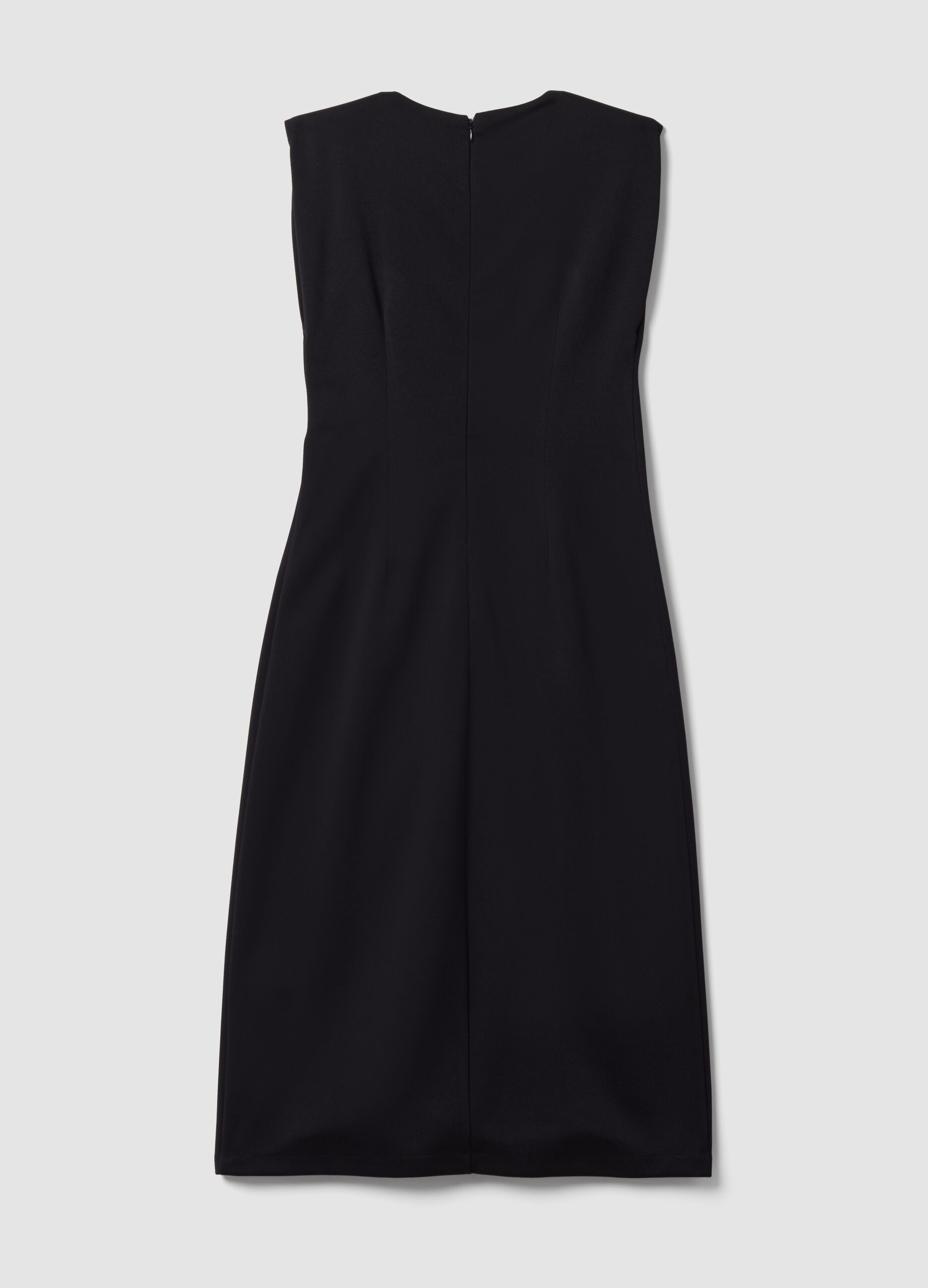 Schwarzes Midikleid aus Stretchstoff, Slim Fit