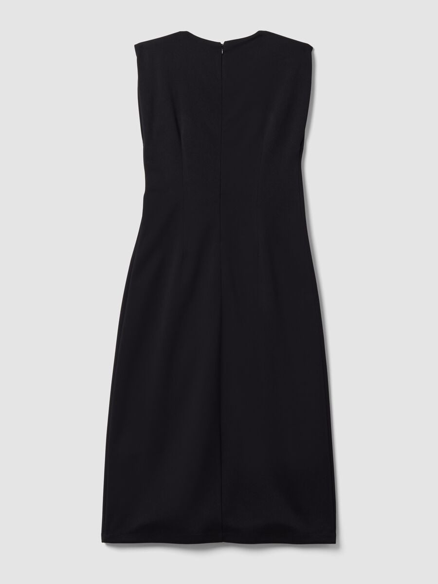 Schwarzes Midikleid aus Stretchstoff, Slim Fit_5