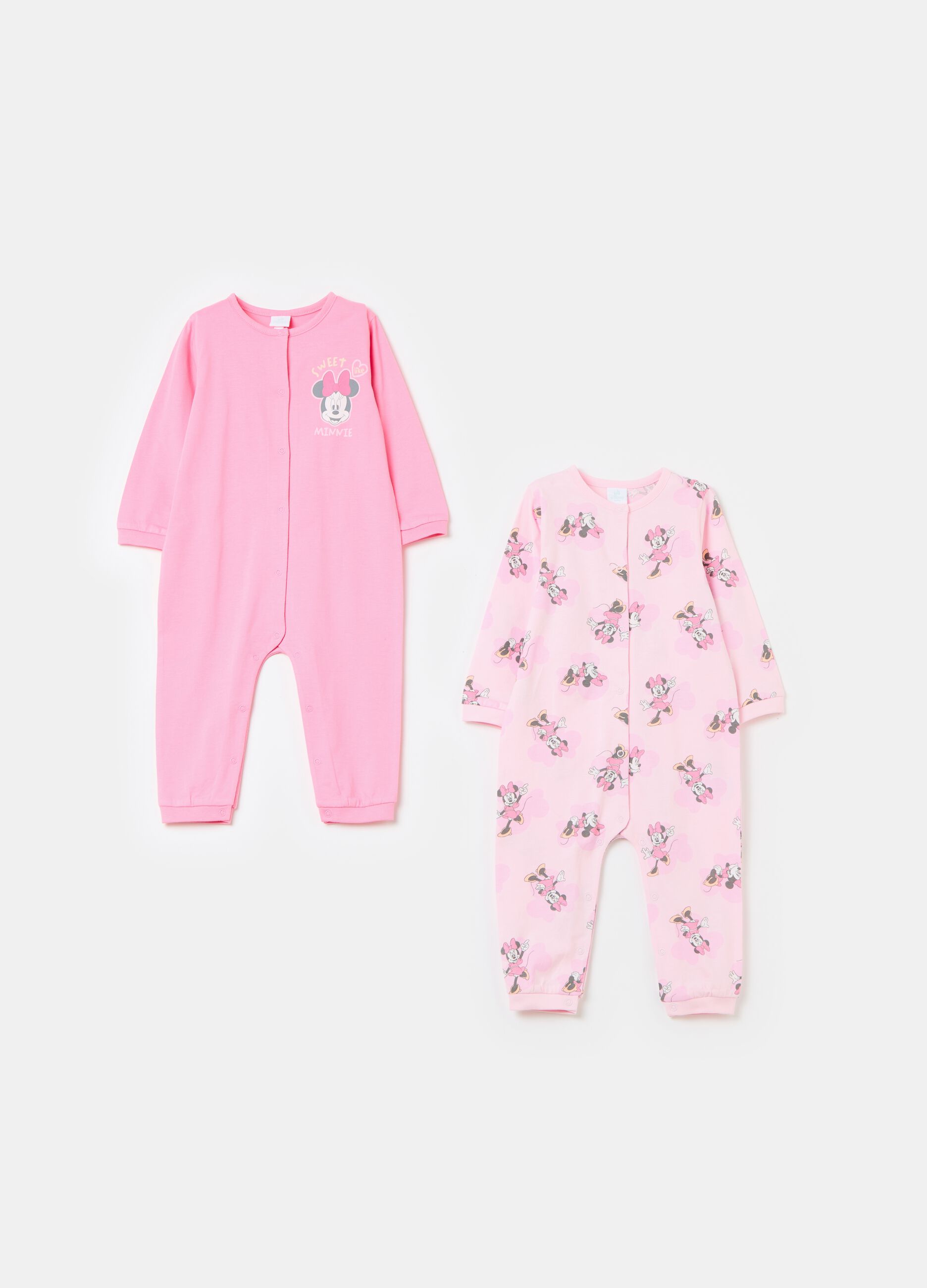 Two-pack organic cotton onesies with Minnie Mouse print