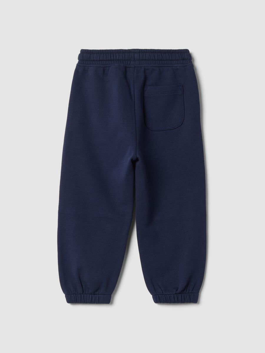 Blue cotton and viscose blend jogger trousers_1