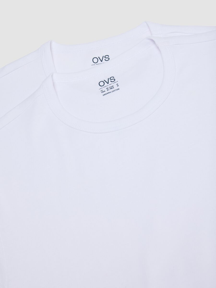 2-pack white crew-neck T-shirts in pure organic cotton, regular fit_1