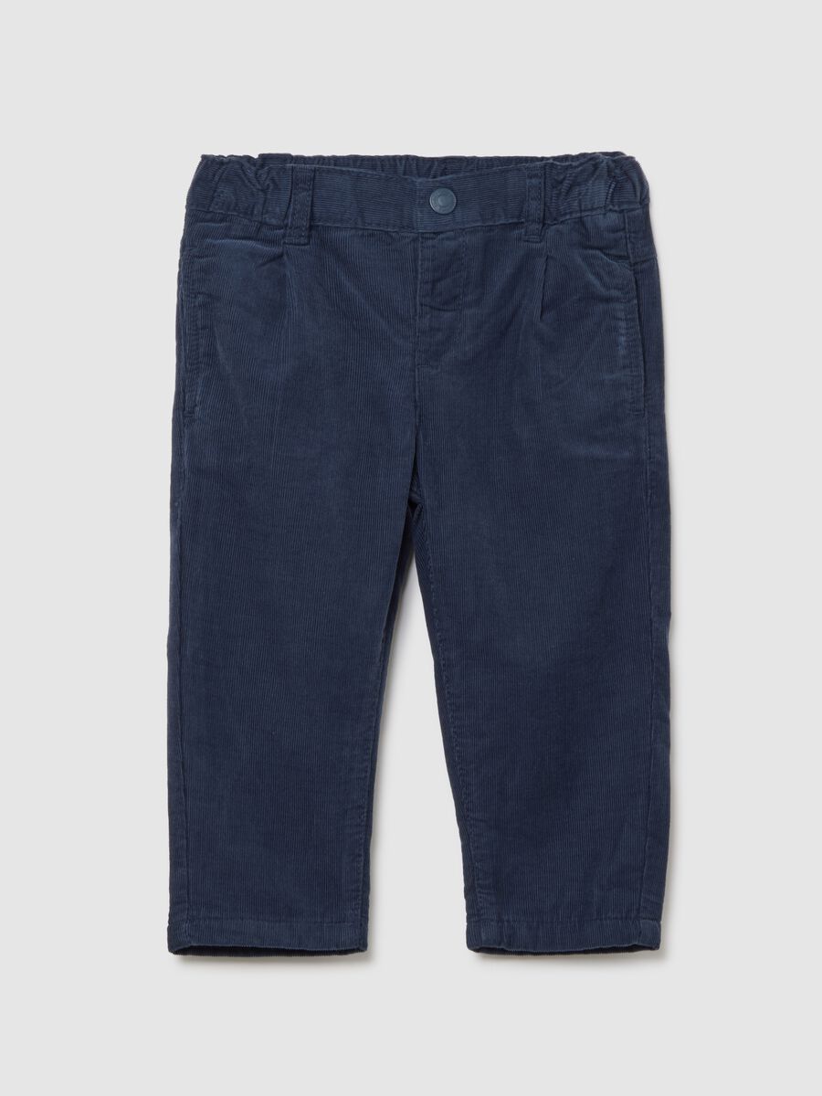 Black regular fit pure cotton baby trousers_0