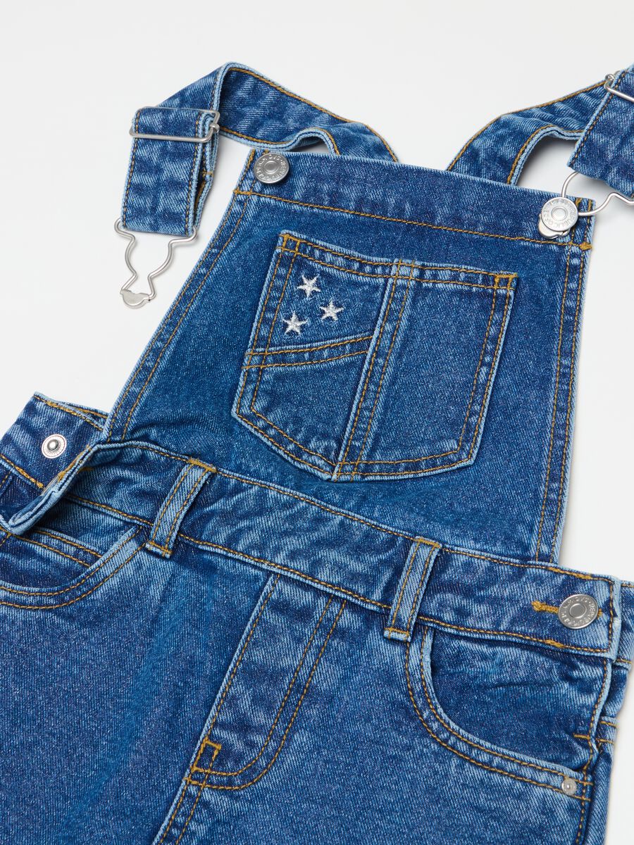 Denim dungarees with stars embroidery_2