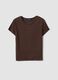 Brown short-sleeved pure linen T-shirt, regular fit_4
