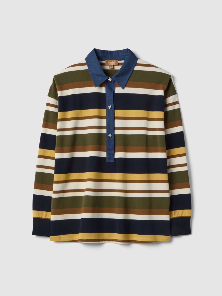 Polo a maniche lunghe premaman multicolor in cotone elasticizzato_4