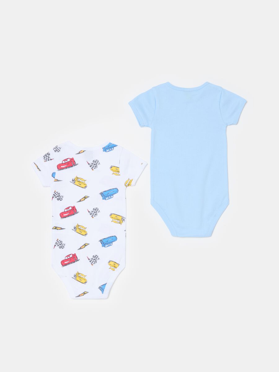 Two-pack organic cotton bodysuits with Cars print_1