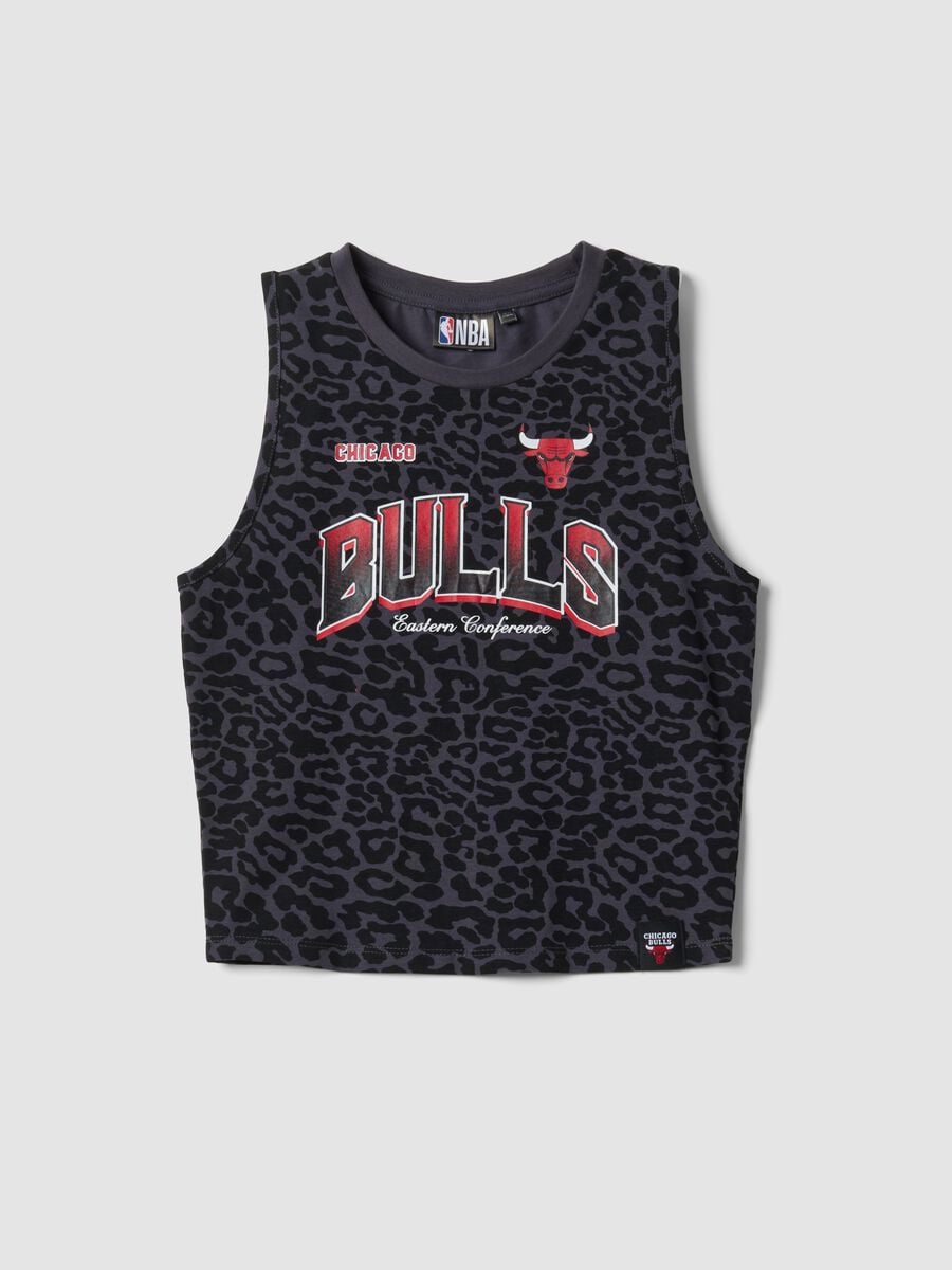 Schwarzes Tanktop aus elastischer Baumwolle mit Animal-Print_3