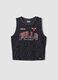 Black stretch cotton tank top with animal print_3