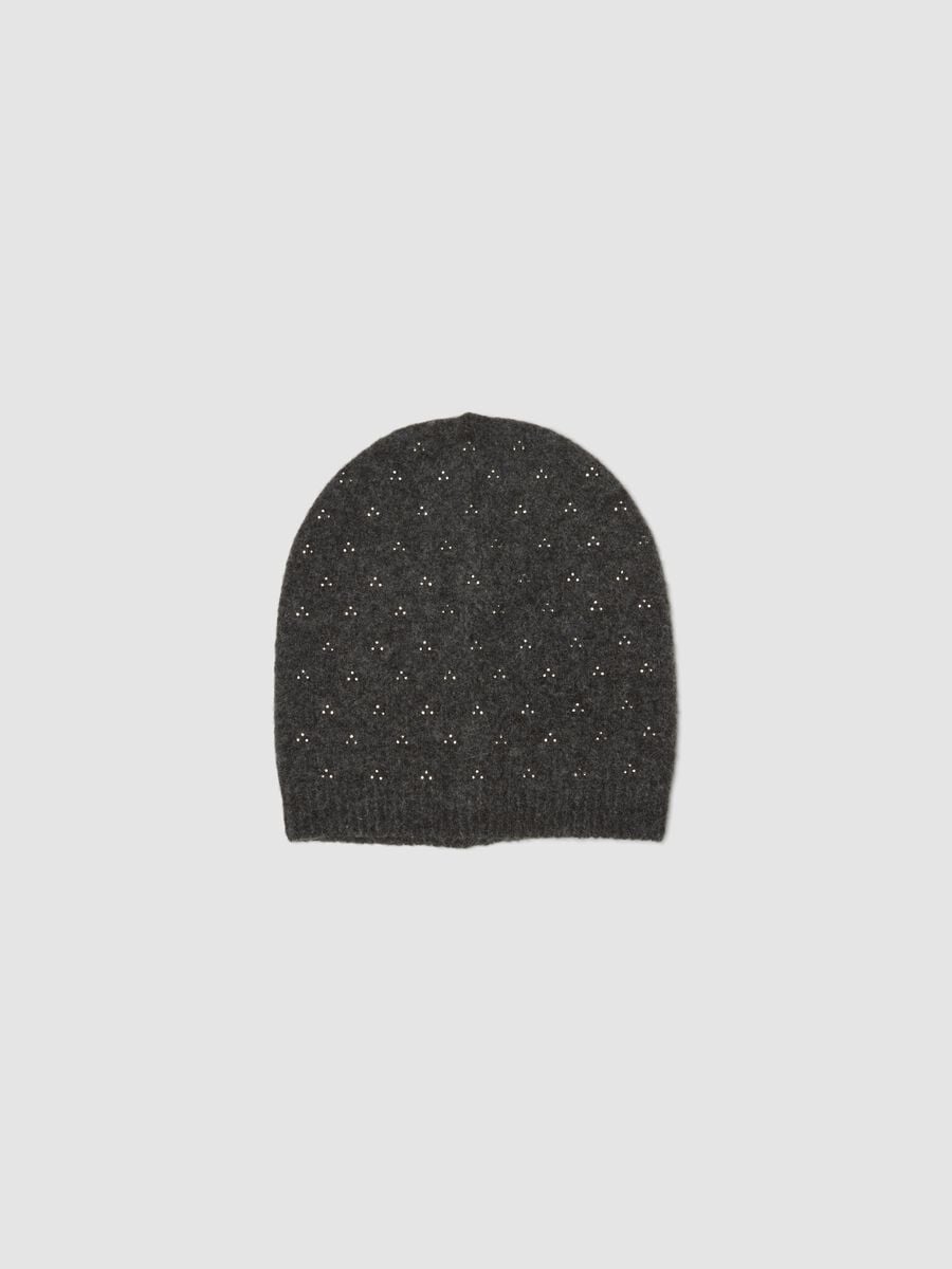 Grey viscose and stretch wool beanie_0