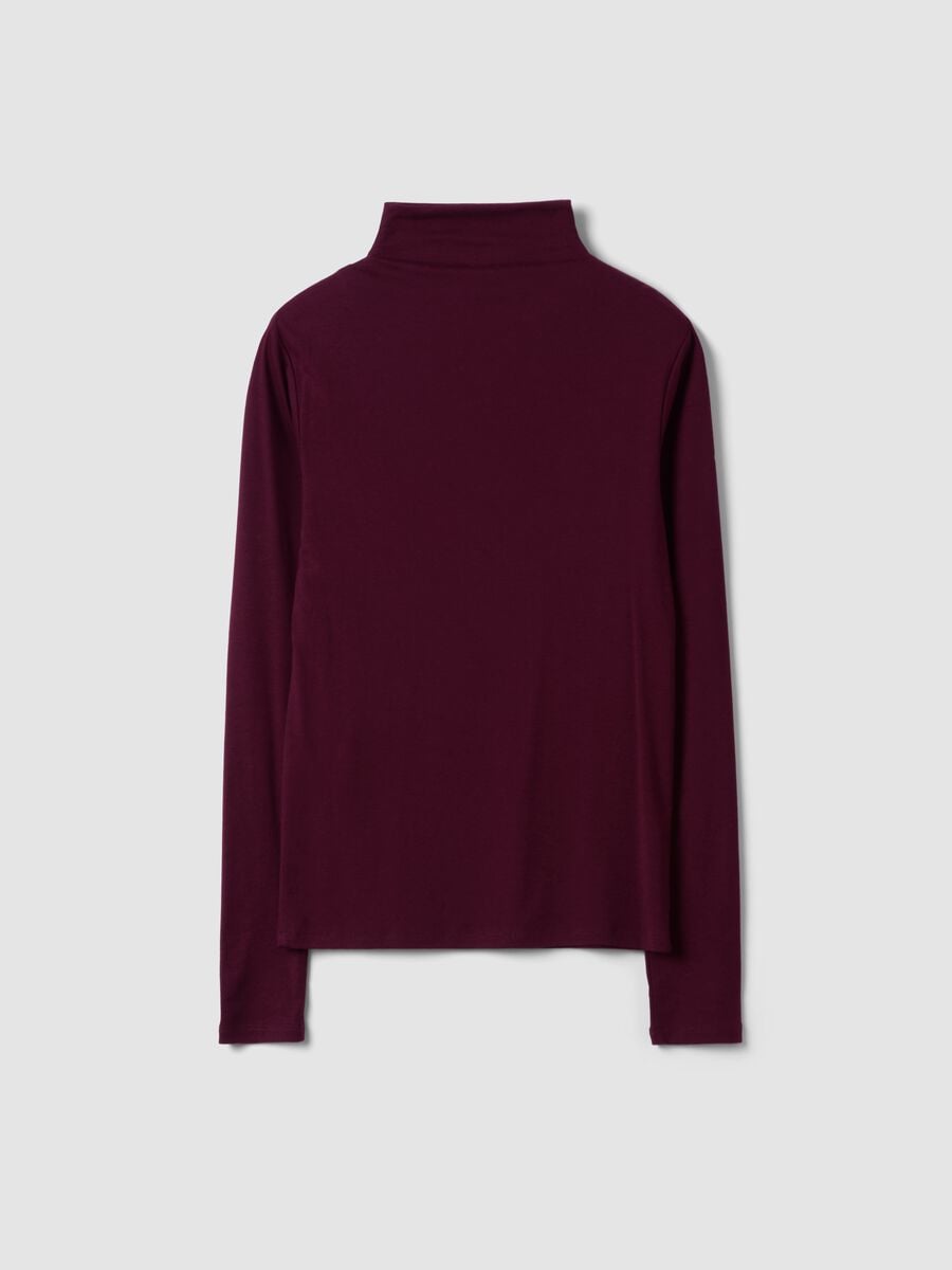 Purple lyocell and stretch wool mock-neck T-shirt, regular fit_6