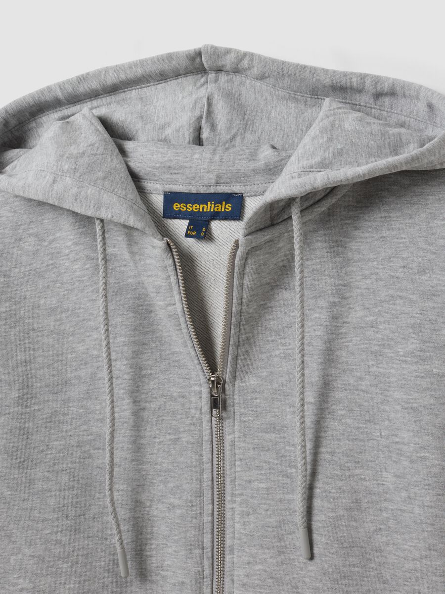 Grey full-zip cotton-blend hoodie, fitted_1